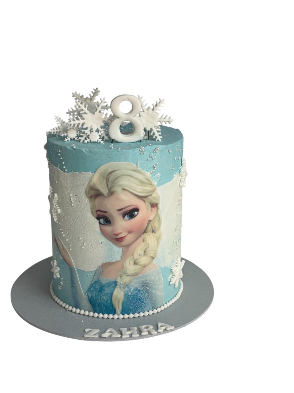 Elsa Portrait Snowflake Cake