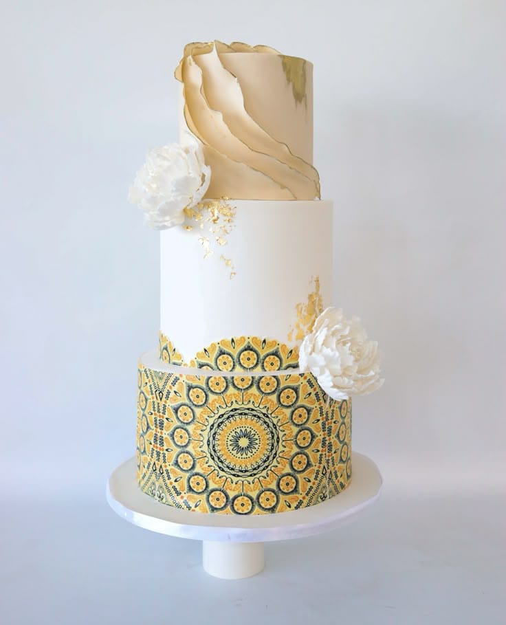 Golden Mandala Wedding Cake
